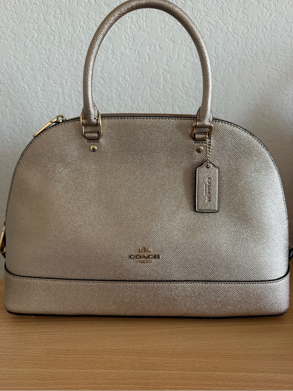 Coach Metallic Pearl Dome Satchel - Champagne Gold